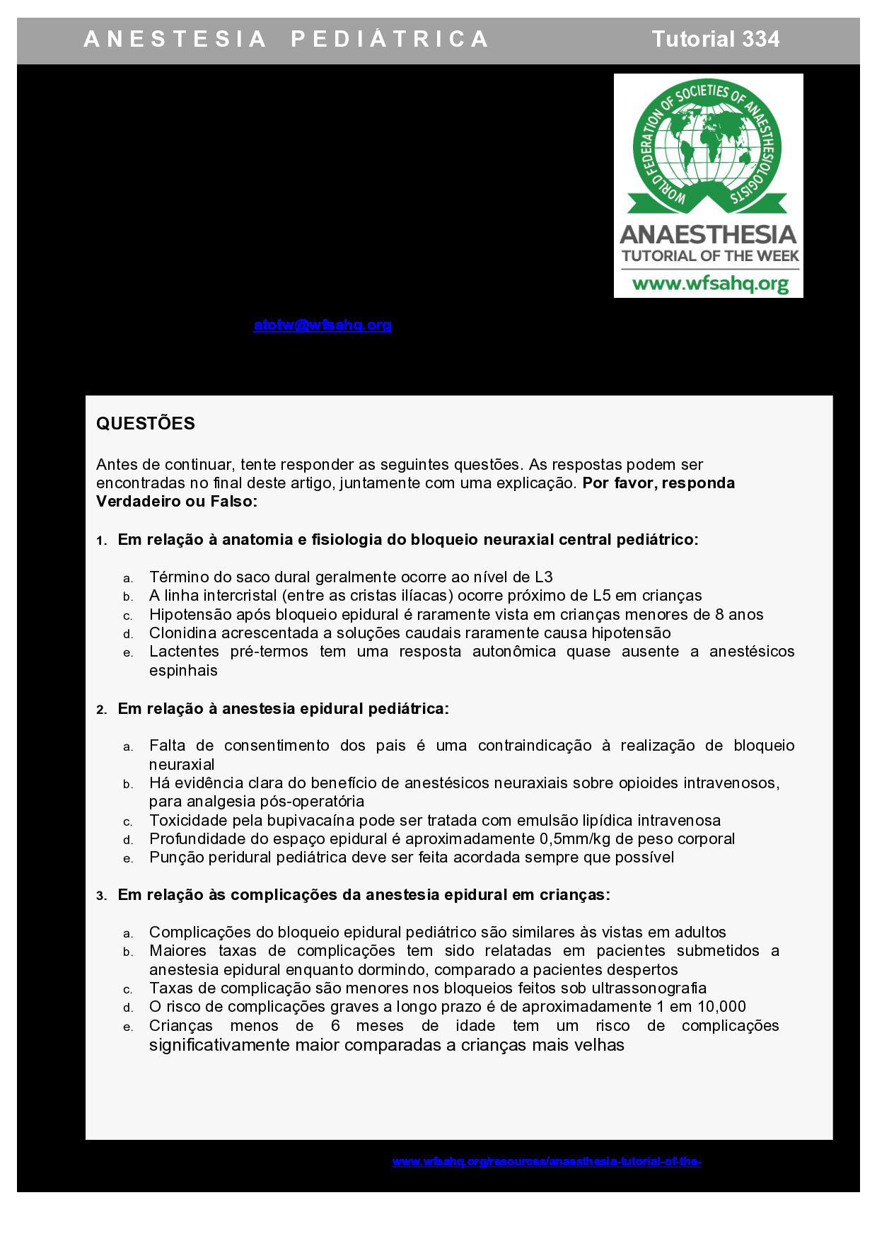 “Anestesia Epidural em Crianças” – Dr. Melinda Same [PDF]