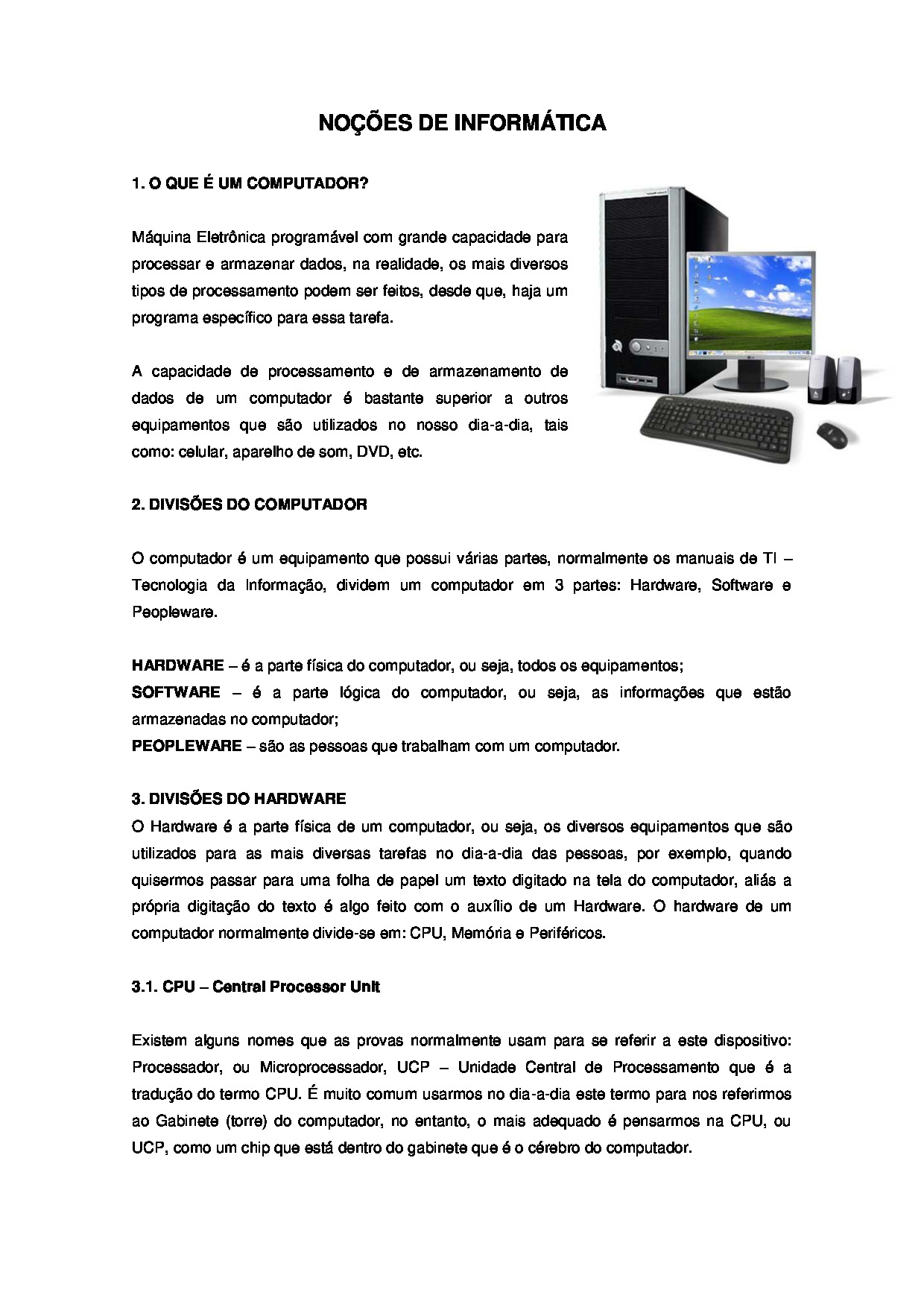 NOÇÕES DE INFORMÁTICA  | PDF | Apostila resumo