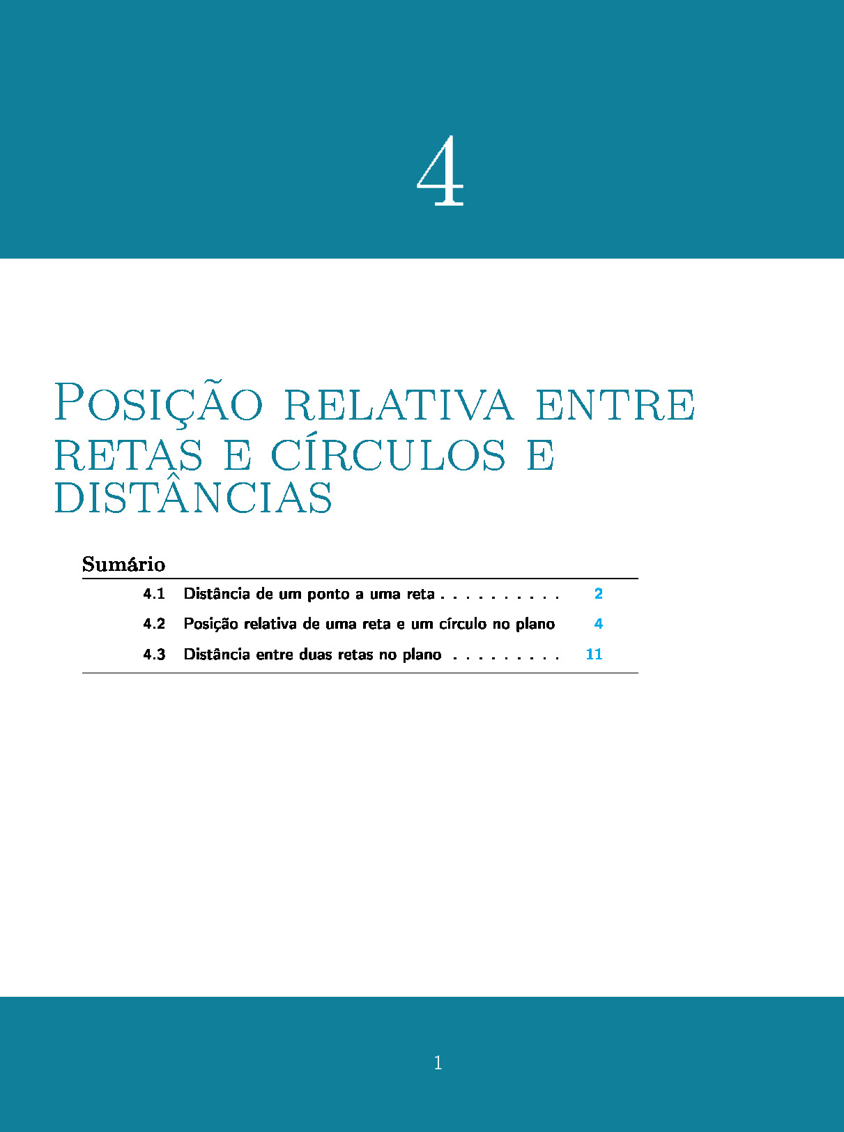 Posição relativa entre retas e círculos e distâncias