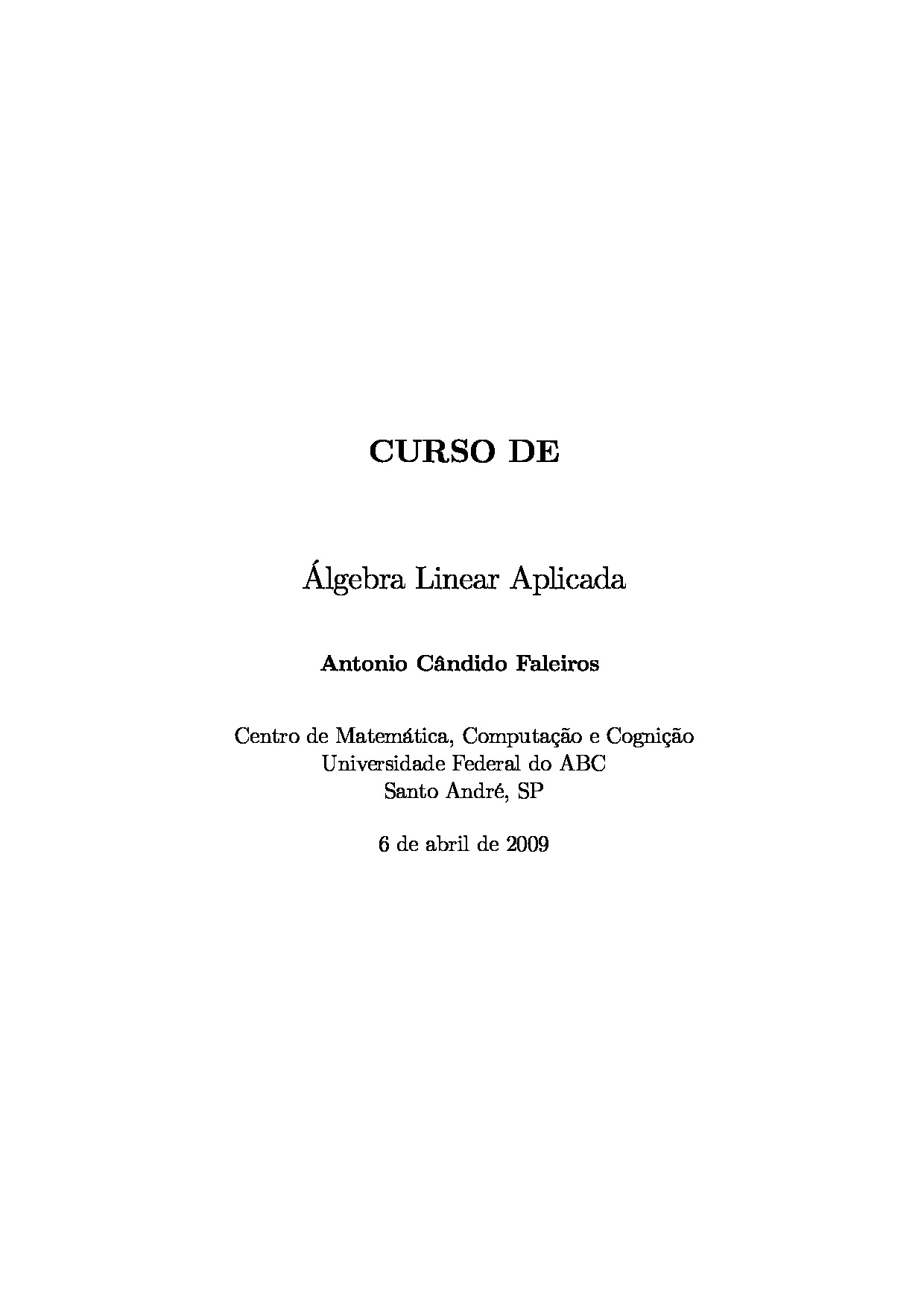 Livro “Álgebra Linear Aplicada” – Faleiros – (UFABC, 2024) [PDF]