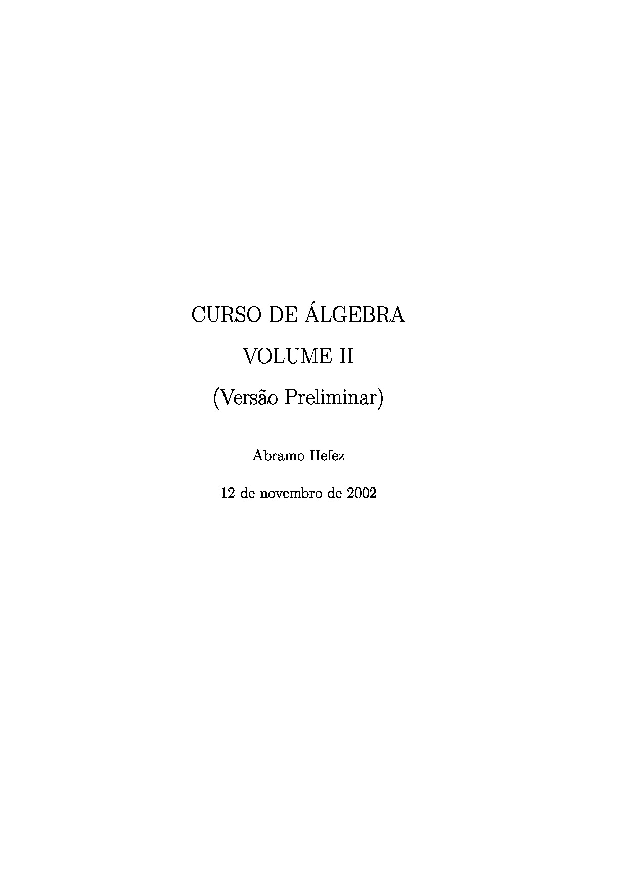 Livro “Curso de Álgebra Volume II” – Hefez – (2002) [PDF]