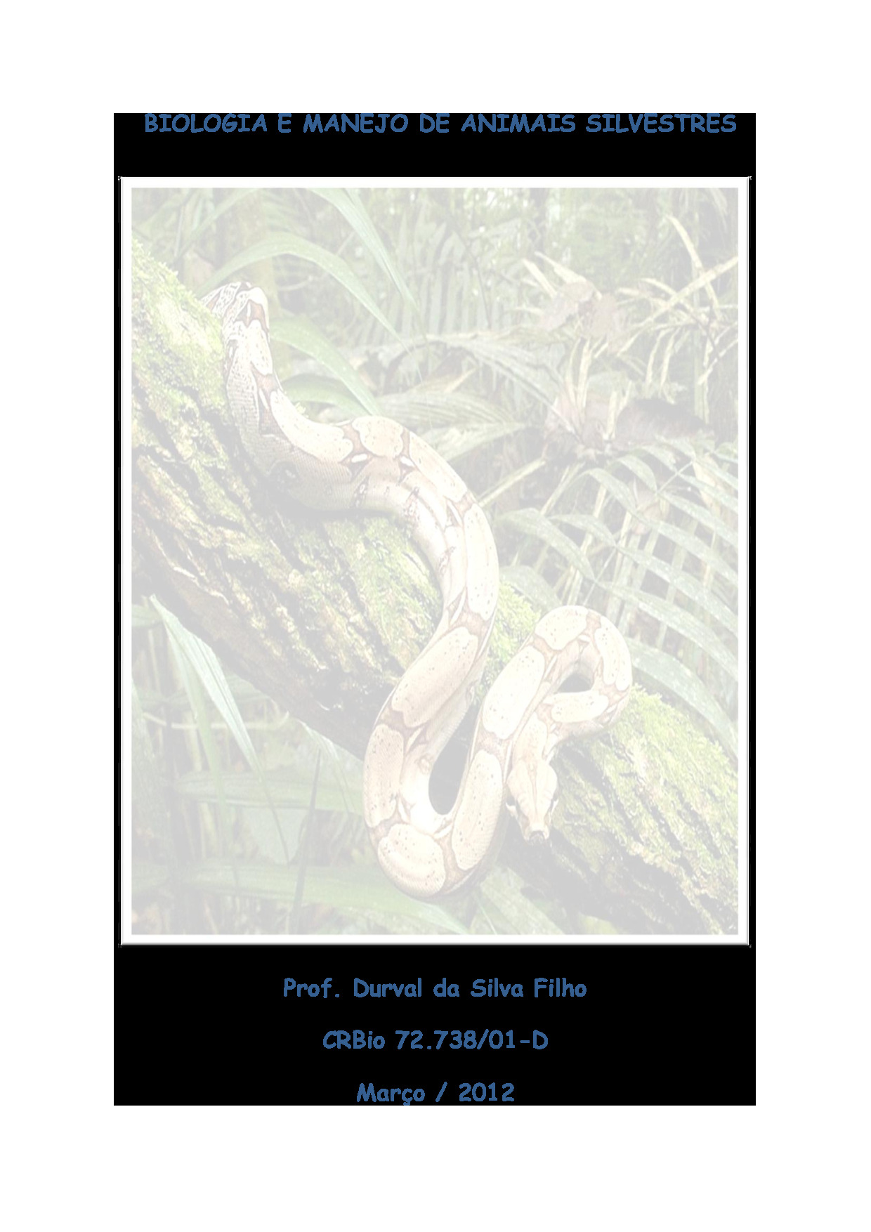 “Biologia e Manejo de Animais Silvestres” – Durval da Silva Filho [PDF].