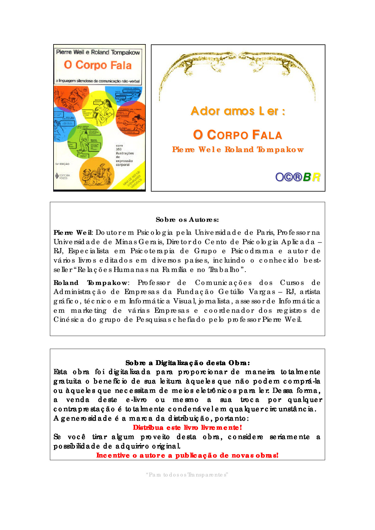 O Corpo Fala sem Palavras – O Corpo Fala sem Palavras