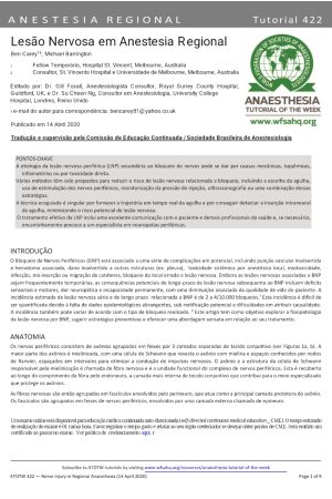 Lesao nervosa em anestesia regional