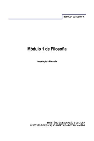 Módulo 1 de Filosofia do 2º Ciclo | PESD | IEDA – Moçambique [PDF]