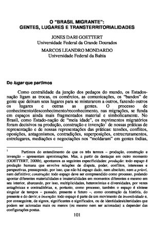 O “BRASIL MIGRANTE”:  GENTES, LUGARES E TRANSTERRITORIALIDADES