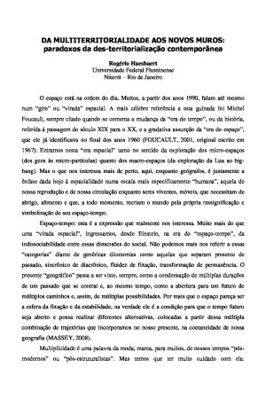 DA MULTITERRITORIALIDADE AOS NOVOS MUROS: paradoxos da desterritorialização contemporânea