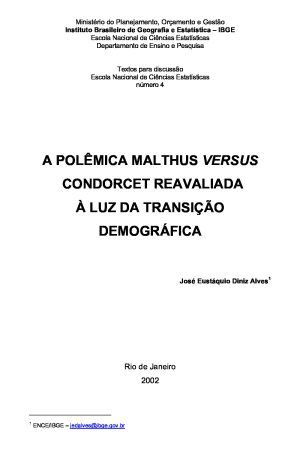 A POLÊMICA MALTHUS VERSUS CONDORCET REAVALIADA À LUZ DA TRANSIÇÃO DEMOGRÁFICA