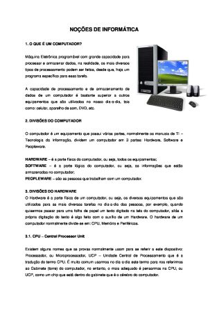 NOÇÕES DE INFORMÁTICA  | PDF | Apostila resumo