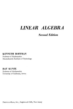 Livro “Linear Algebra” – K. Hoffman & R. Kunze – (Prentice-Hall, 1971) 2ª Edição [PDF]