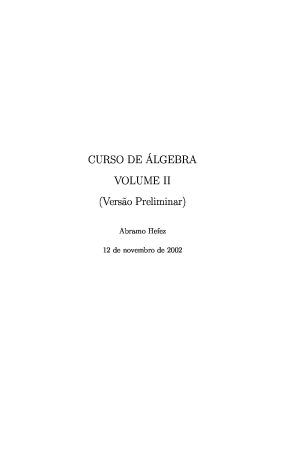 Livro “Curso de Álgebra Volume II” – Hefez – (2002) [PDF]