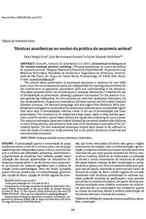 [Artigo] Técnicas anatômicas no ensino da prática de anatomia anima