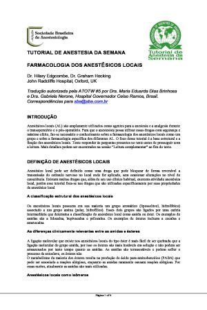 Artigo “Tutorial de Anestesia da Semana” – H. Edgcombe, G. Hocking, J. Radcliffe Hospital [PDF]